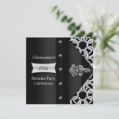 Invitation Elégant Silver Black Metal Chain Anniversaire Fête (Debout devant)