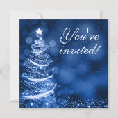 Invitation Élégant Silver & Blue Christmas Party Étincelante (Dos)