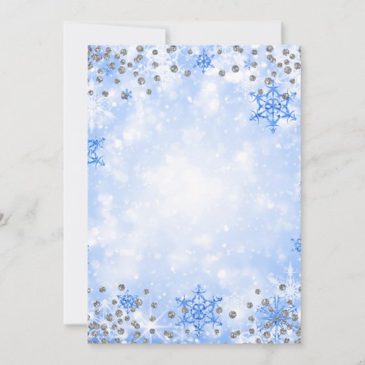 Invitation Elégant Silver Blue Xmas hiver Compagnie vacances (Dos)