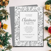 Invitation Elegant Silver Botanicals Christmas Party