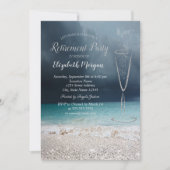 Invitation Élégant Silver Confetti Glass Beach Retraite (Devant)