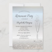 Invitation Élégant Silver Confetti Glass Retraite Argent (Devant)