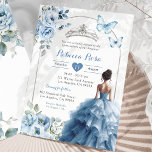 Invitation Elégant Silver Dusty Blue Butterfly Quinceañera<br><div class="desc">Elégant Argent Dusty Blue Butterfly Quinceañera Invitation</div>