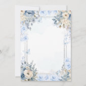 Invitation Elegant Silver & Dusty Blue Roses 80th Birthday (Dos)