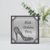 Invitation Elégant Silver encadré Black Stiletto 45e annivers (Debout devant)