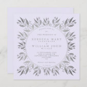 Invitation Elégant Silver faux feuille Mariage (Devant / Derrière)
