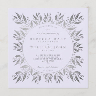 Invitation Elégant Silver faux feuille Mariage