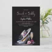 Invitation Elegant Silver High Heel Shoes Brunch and Bubbly (Debout devant)
