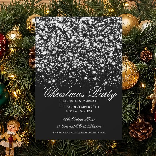 Invitation Elegant Silver Midnight Glam Christmas Party