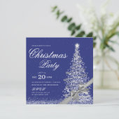 Invitation Elegant Silver Navy Winter Christmas Tree Bow (Debout devant)