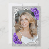 Invitation Elégant Silver Purple Photo 50e anniversaire (Dos)