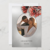 Invitation Elegant Silver Red Flowers | Photo Wedding (Dos)