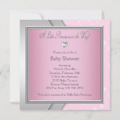 Invitation Elégant Silver rose Baby Girl Douche (Dos)