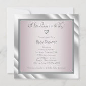 Invitation Elégant Silver rose Baby Girl Douche (Dos)