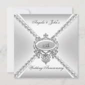Invitation Elégant Silver White 25ème anniversaire Mariage 3 (Devant)