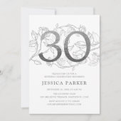 Invitation Elégant Silver White 30e anniversaire (Devant)