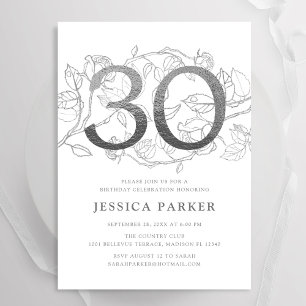 Invitation Elégant Silver White 30e anniversaire