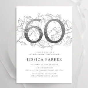 Invitation Elégant Silver White 60e anniversaire