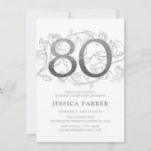 Invitation Elégant Silver White 80e anniversaire (Devant)