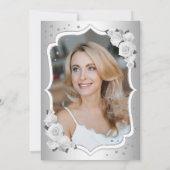 Invitation Elégant Silver White Photo 50e anniversaire (Dos)