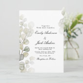 Invitation Elégant simple aquarelle Eucalyptus mariage (Debout devant)