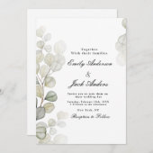 Invitation Elégant simple aquarelle Eucalyptus mariage (Devant / Derrière)