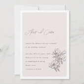 Invitation Élégant Simple Avec Fleurs D'Art En Ligne Et Bordu (Devant)