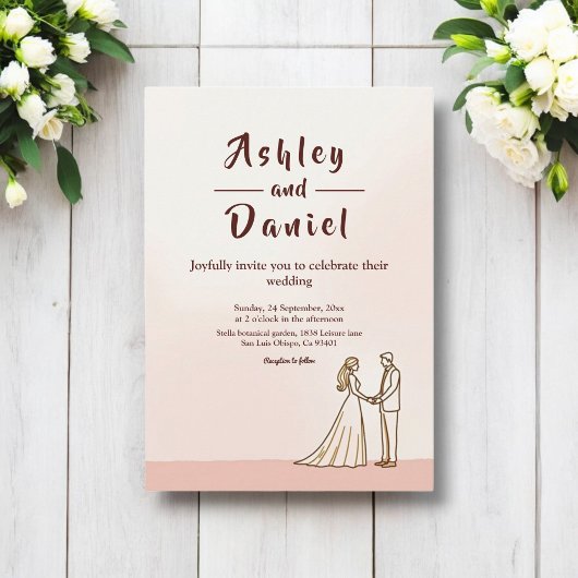 Invitation Elegant Simple Black And White Bride Groom Wedding