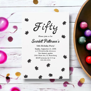 Invitation Elégant Simple Black and White Fall 50e anniversai