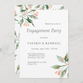 Invitation Élégant Simple Botanical Engagement Party (Devant / Derrière)