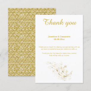INVITATION ÉLÉGANT SIMPLE BRIQUE D'OR INVERSE OR MERCI