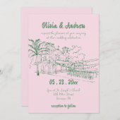 Invitation Élégant simple catholique main tiré Mariage de l'é (Devant / Derrière)