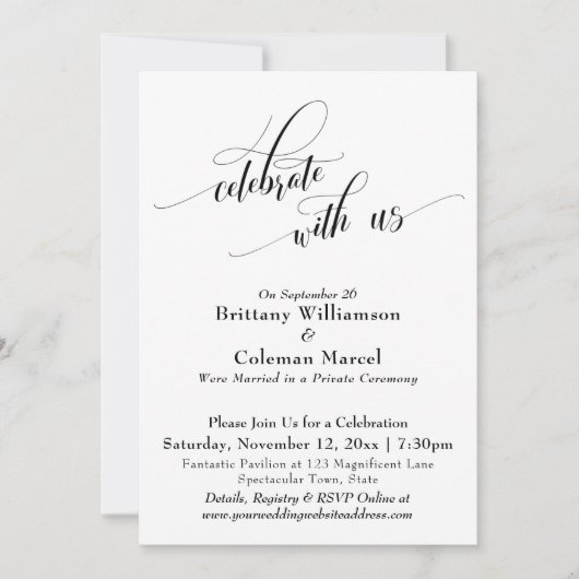 Invitation Élégant Simple Célébrez avec nous Noir et Blanc (Devant)