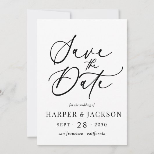 Invitation Élégant Simple Enregistrer le script de calligraph (Devant)