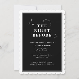 Invitation ÉLÉGANT simple étoiles répétition dîner noir blanc