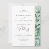 Invitation Elégant simple eucalyptus vert mariage moderne (Devant)