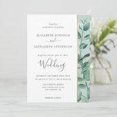 Invitation Elégant simple eucalyptus vert mariage moderne (Debout devant)