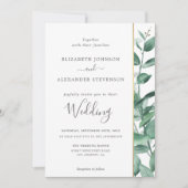 Invitation Elégant simple eucalyptus vert mariage moderne (Devant)
