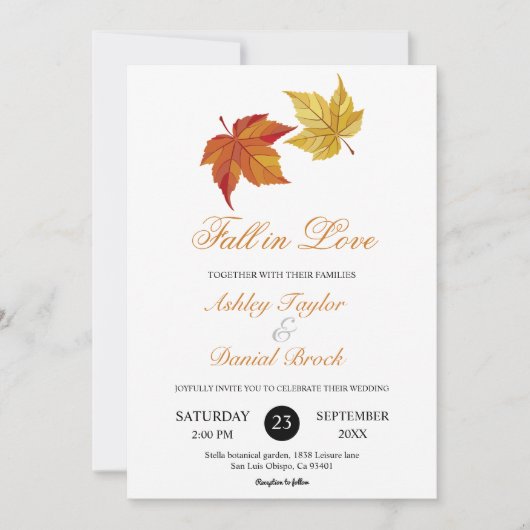 Invitation Elégant Simple Fall in Love Rustique Automne Maria (Devant)