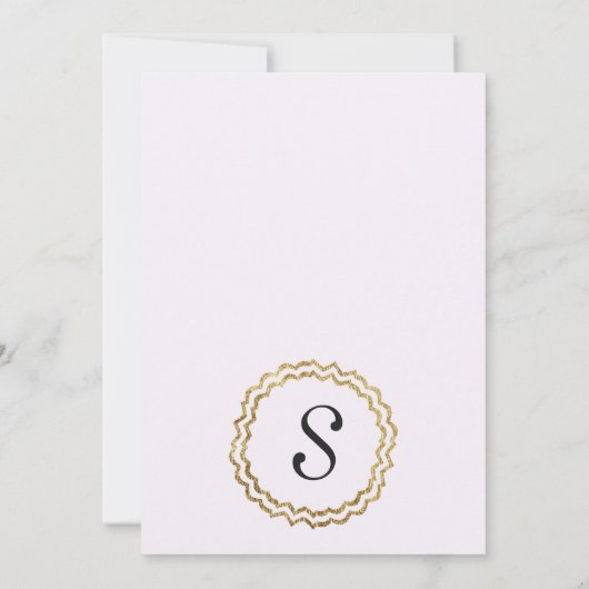 Invitation Elégant Simple Faux Gold Outline et blanc (Dos)