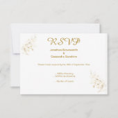 INVITATION ÉLÉGANT SIMPLE FEUILLE D'OR CRISTAL D'OR RÉPONSE A (Devant)