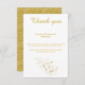 Invitation ÉLÉGANT SIMPLE FEUILLE D'OR RENVERS OR MERCi (Devant / Derrière)