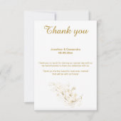 INVITATION ÉLÉGANT SIMPLE FEUILLE D'OR RENVERSÉ MERCI (Devant)