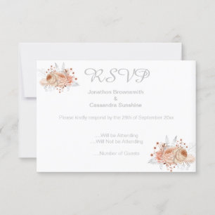 INVITATION ÉLÉGANT SIMPLE FLORAL ABRICOT  PAILLETTE RSVP