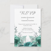INVITATION ÉLÉGANT SIMPLE FLORAL VERT MÉTALLIQUE RSVP (Devant)