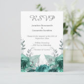 INVITATION ÉLÉGANT SIMPLE FLORAL VERT MÉTALLIQUE RSVP (Debout devant)