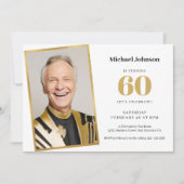 Invitation Elégant Simple Gold Custom Photo 60e anniversaire (Devant)