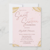 Invitation Elegant Simple Gold Glitter Corners Sweet 16 (Devant)