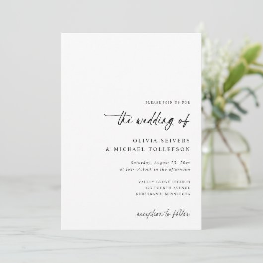 Invitation Elegant Simple Handwriting All in One Wedding (Debout devant)