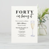 Invitation Elegant Simple I'm Loving It 40th Birthday (Debout devant)